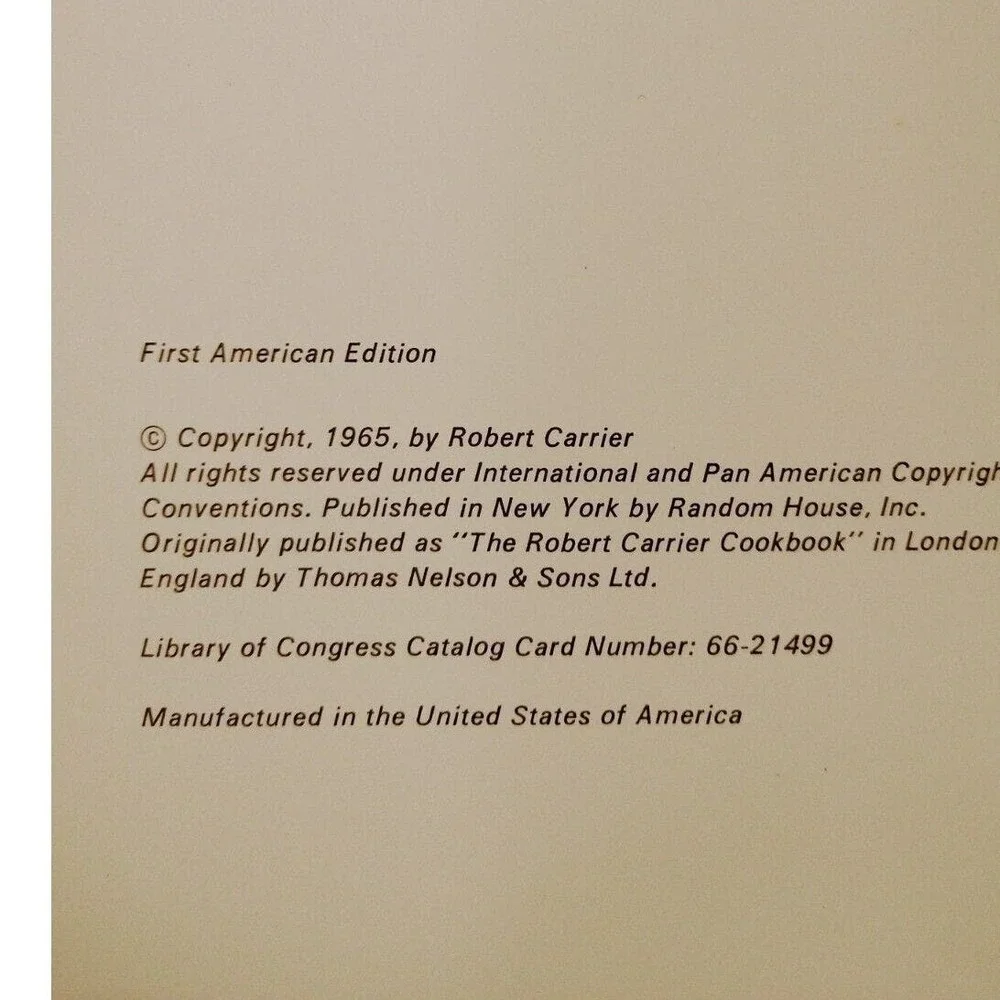 The‎ Connoisseur's Cookbook 1965 1st Edition HCDJ Robert Carrier Gourmet-Core